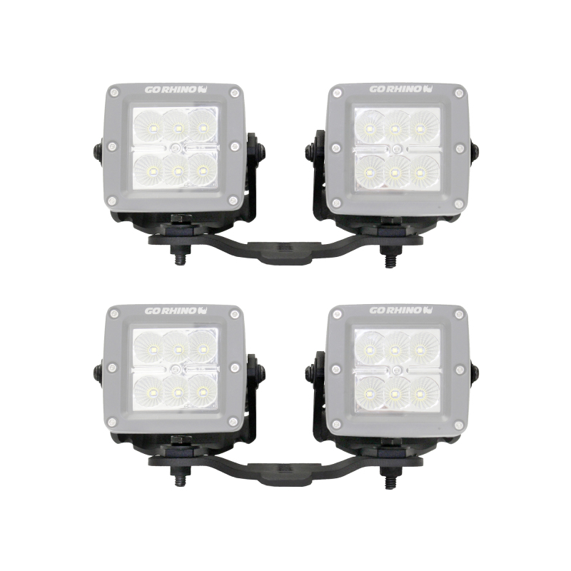 Jeep Wrangler Light Mounts - Driver and Passenger Side - Go Rhino - Hood Hinge for Two 3